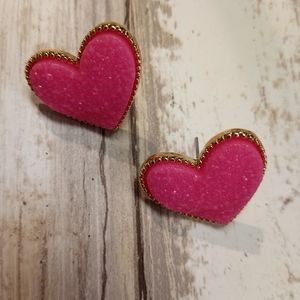 Gold Crystal Heart Earrings